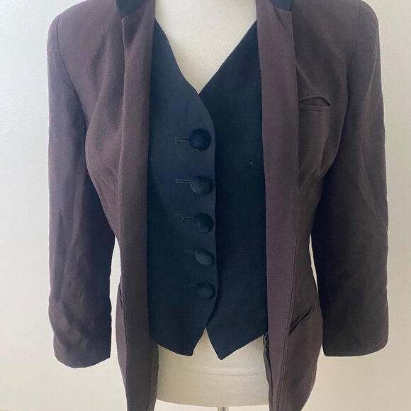 Christian Dior Vintage Blazer Jacket Wool Brown Black - Picture 2 of 15